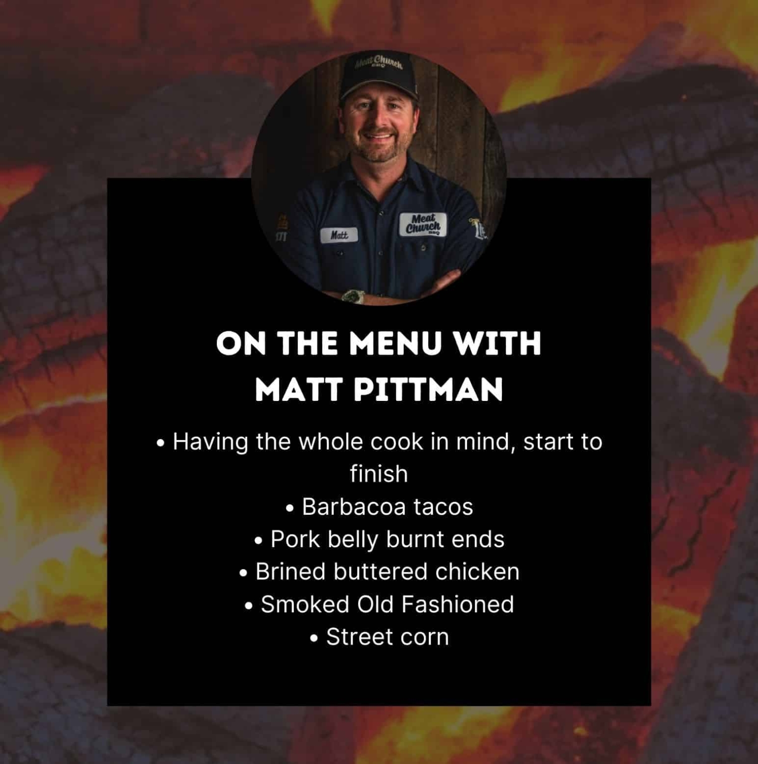 Matt Pittman BBQ Stars menu card