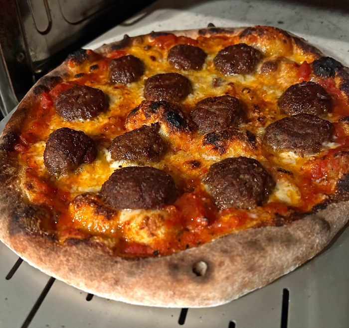 Ninja Outdoor Oven meatball pizza