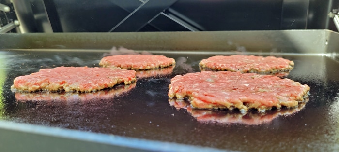 Weber Slate smash burgers up close