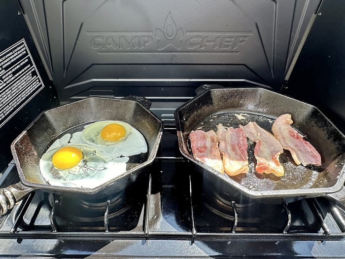 Camp Chef Oven bacon and eggs