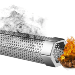 Pellet smoking tube with flames and smoke