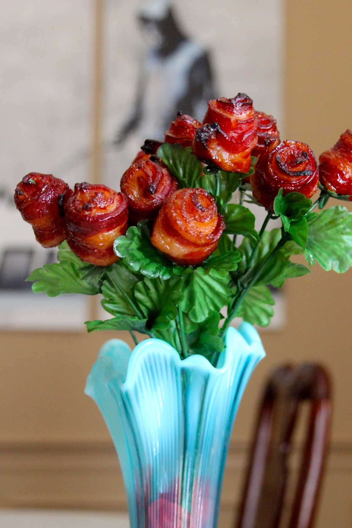 candied bacon rose bouquet.