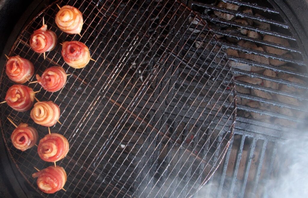 Candied Bacon Roses on grill