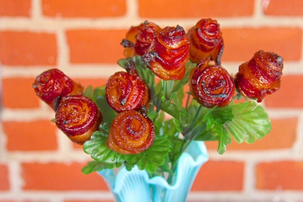 bouquet of candied bacon roses