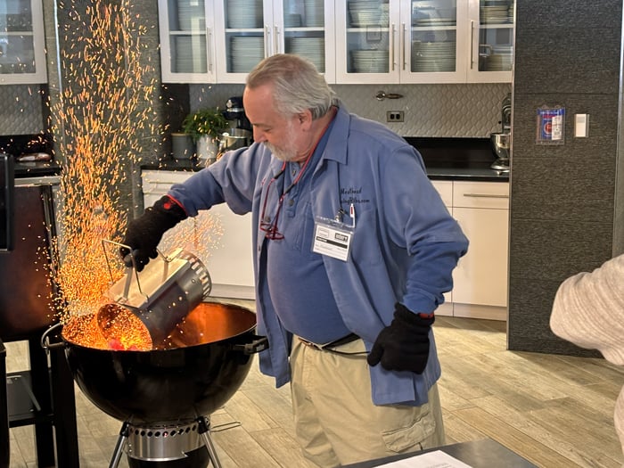 Meathead dumps charcoal chimney