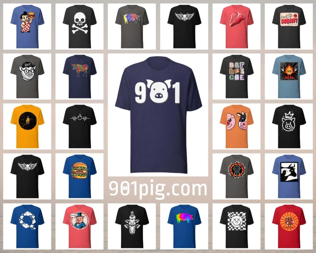 composite of BBQ t-shirts