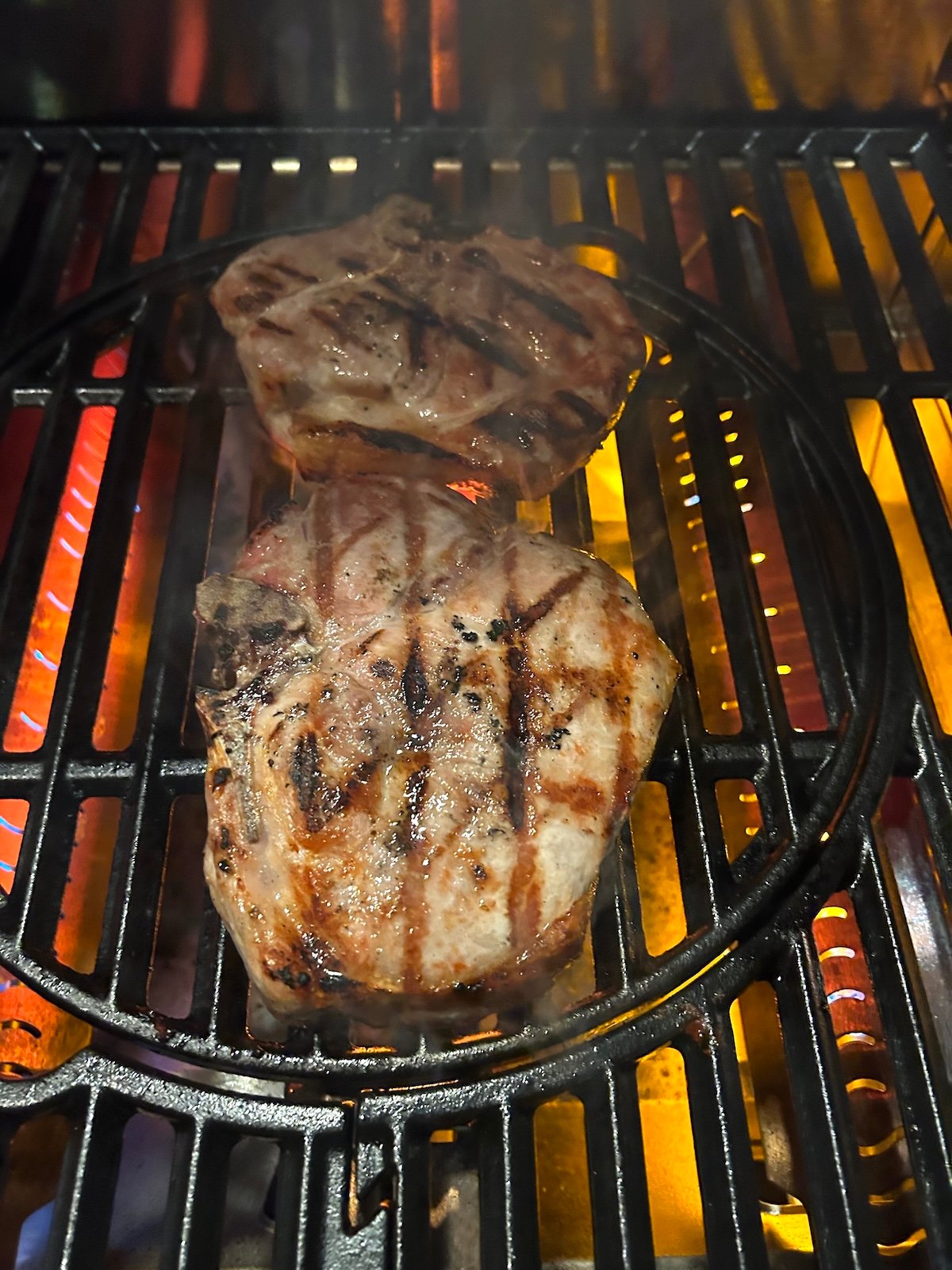 pork chops on grill