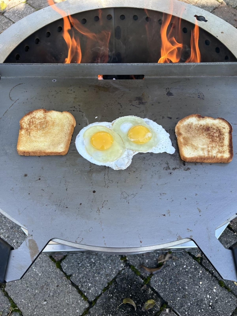 Breeo griddle eggs and toast