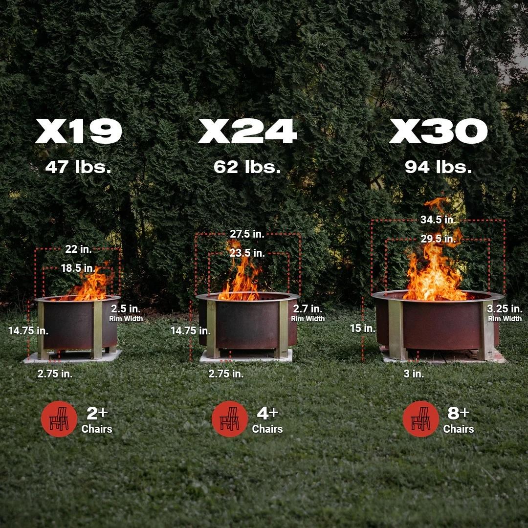 Breeo X Series Fire Pits. Three sizes.