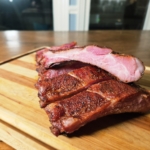 Bacon ribs sliced and stacked