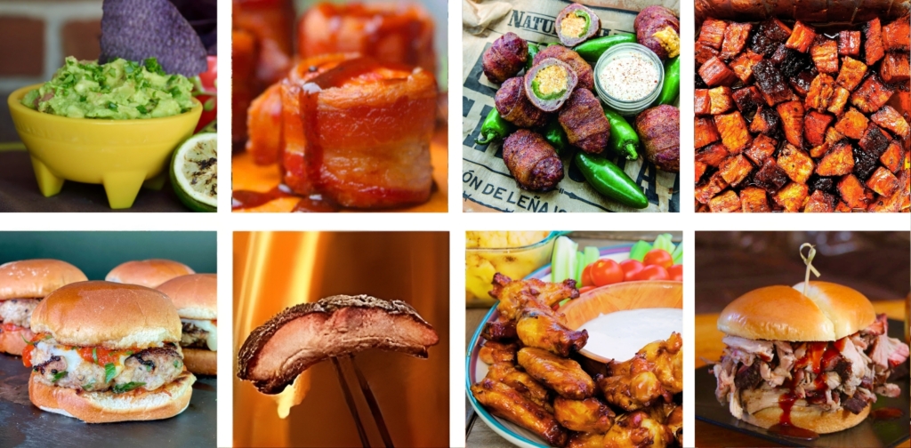 Composite of Super Bowl foods