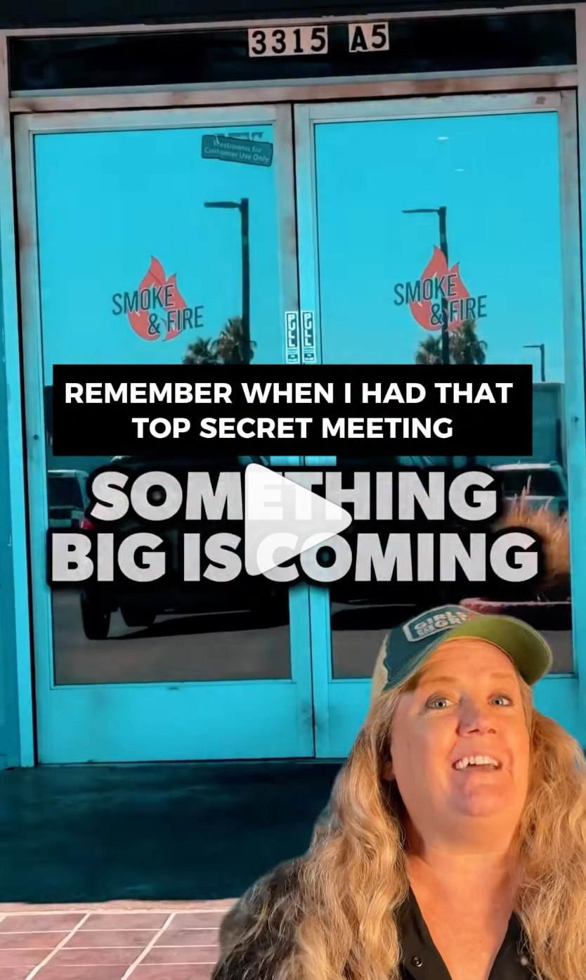 BBQ competition champion Christie Vanover announcing "Something big is coming" in reference to the BBQ World Cup.