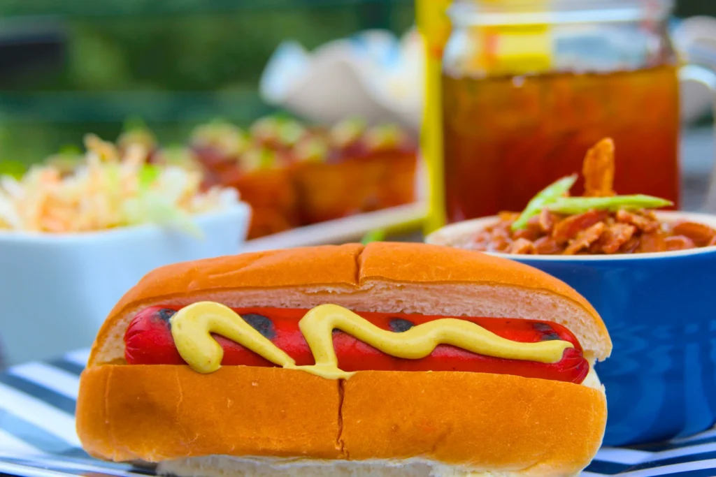 Hot dog with mustard