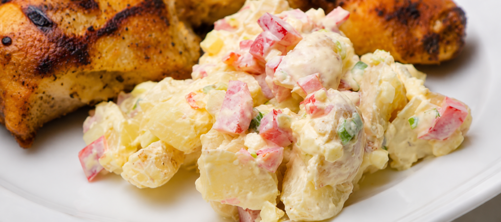 Classic potato salad with grilled chicken