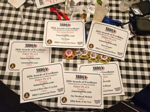 NBBQA Awards spread out on a table