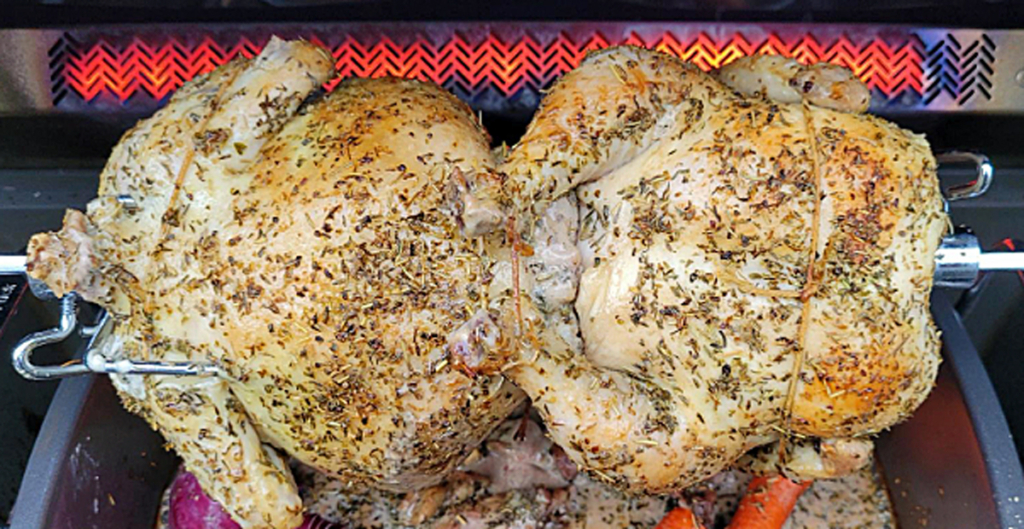 Napoleon Prestige 500 rotisserie chicken cooking