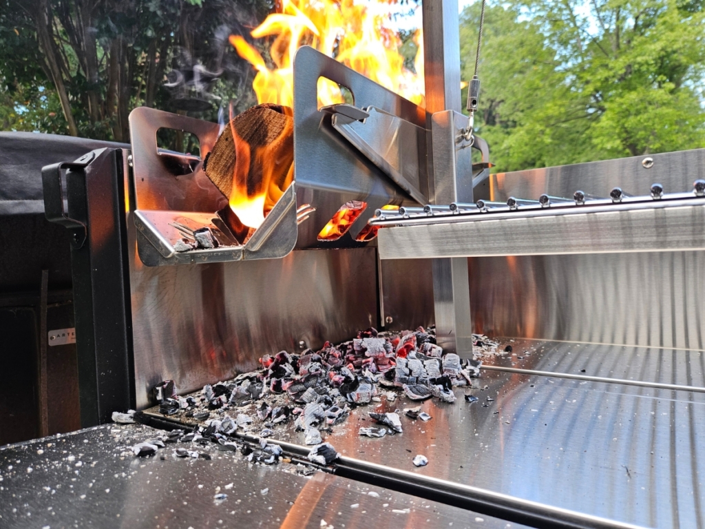 Burning wood and coals
